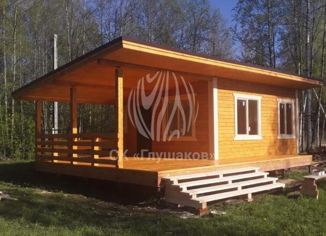 одноэтажный дом из бруса с плоской крышей