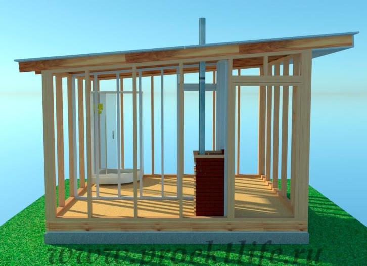 каркасная баня с односкатной крышей своими руками