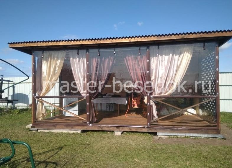 прямоугольная беседка с односкатной крышей