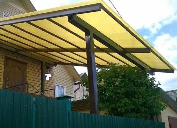 прямая крыша из поликарбоната